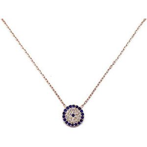 Sterling Zilveren Ketting met Turkse Ooghanger en Zirkonia