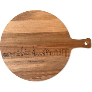 Skyline Serveerplank Rond Vlaardingen - Hapjesplank - Serveerplank - Tapas - Hapjes - Serveren - 29cm - Hapjesplank - Serveerplank - Tapas - Hapjes - Serveren - WoodWideCities