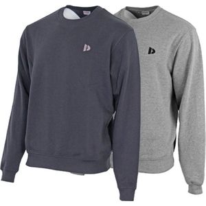 2 Pack Donnay - Fleece sweater ronde hals - Dean - Heren - Maat XXL - Navy & Silver-marl (256)