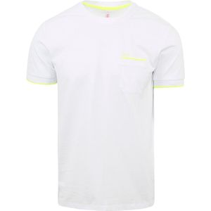 Sun68 - T-Shirt Neon Stripe Wit - Heren - Maat XXL - Modern-fit