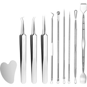 Roestvrijstalen puistjes uitdrukkingsgereedschap 10 stuks - Mee-eters pincet, acne tools