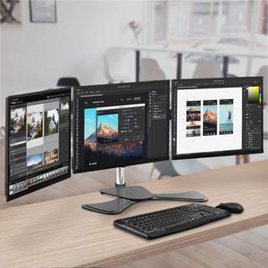Vrijstaande Monitor Beugel voor 3 Schermen - Verstelbare Arm voor 15-24 inch LCD/LED Beeldschermen