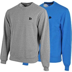 2-Pack Donnay - Fleece sweater ronde hals (Dean) - Sporttrui - Heren - Silver-marl/True blue (538) - maat XXL