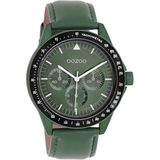 OOZOO Timepieces - Donker groene horloge met groene leren band - C11111