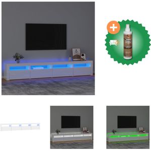 vidaXL Tv-meubel met LED-verlichting 240x35x40 cm hoogglans wit - Kast - Inclusief Houtreiniger en verfrisser