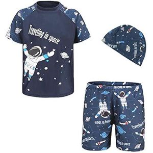 3-delige Badmode Set voor Kinderen met Zwemshirt, Zwemshorts en Badmuts