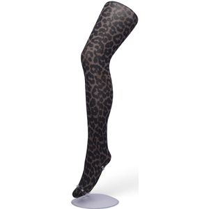 Bonnie Doon Dames Panterprint Panty 50 Denier Bruin maat S/M - Chique Panty - Leopard Dessin - Brede Boord - Comfort - Panter Print - Jaguar - Dieren Print - Jaguar Tights - Feestelijk - Brown - BP211905.161