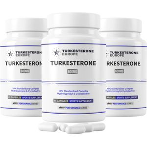 3 Pack - Turkesterone 10% Complex met Hydroxypropyl-β-Cyclodextrine - 180 Capsules (600mg)