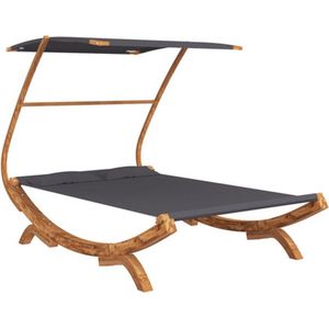 vidaXL - Loungebed - met - luifel - 165x203x138 - cm - gebogen - hout - antracietkleur