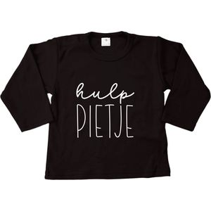 Longsleeve met tekst - Hulppietje - Zwart - Maat 86 - Sinterklaas - 5 December - Piet - Sint - Kraamcadeau - Cadeau - Babyshower - Zwanger - Geboorte - Baby - T-shirt met lange mouwen