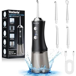 Draadloze Waterflosser voor Tandenreiniging - Ergonomisch, Oplaadbaar, IPX7 Waterdicht, 3 Modi, 4 Sproeiers - Tanddouche voor Thuis en Reizen