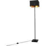 QAZQA vt - Moderne Vloerlamp | Staande Lamp met kap - 1 lichts - H 150 cm - Zwart Goud - Woonkamer | Slaapkamer | Keuken