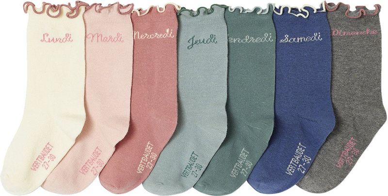 Vertbaudet - Set van 7 Paar Meisjessokken - Zacht - Voor Elke Dag van de Week