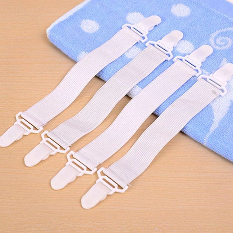 4 STUKS - Lakenklemmen - Laken Bevestigingsband - Lakenspanners Set - Overtrek Spanners - Dekbedspanners - Lakenspanner - Spanners voor lakens en of dekbed - Elastisch - Wit - Hoeslaken klemmen - Klemmen voor bed overtrek - Spanner - Banden - Span