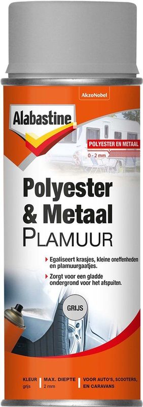 Alabastine - Polyester & Metaal Plamuur - Grijs - 400ml