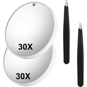 Vergroot Spiegel - Handspiegel - 30x Vergrootspiegel - Compact - Met Zuignappen