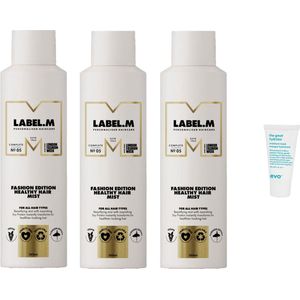3 x Label.M - Fashion Edition Healthy Haar Mist - 200 ml + WILLEKEURIG Travel Size