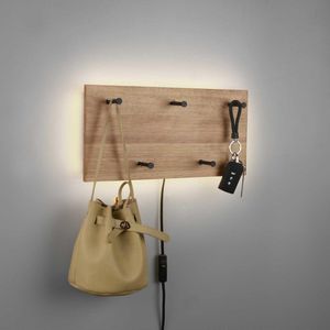 Kapstok Romy LED 40 x 20 cm 5 haken Hout