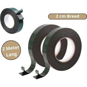3M Dubbelzijdig Foam Tape - 2 stuks - Zwart - Montagetape - 2 Meter lang - 20mm Breed - Schokwerend