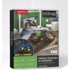 Fluorescerend katoenen beddengoed 140x200cm 2-delig Groene Tractor