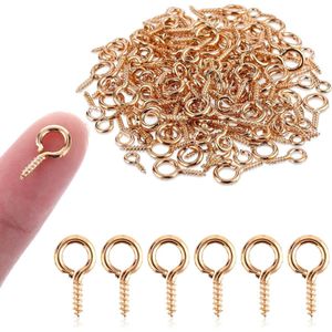 400 stuks kleine schroefogen - metalen oogschroefhaken - goud - 10 mm .