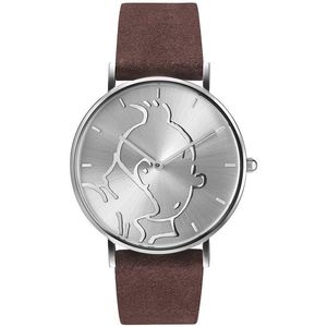 Classic Silver Brown Small 015325 Horloge - Leer - Bruin - 38 mm