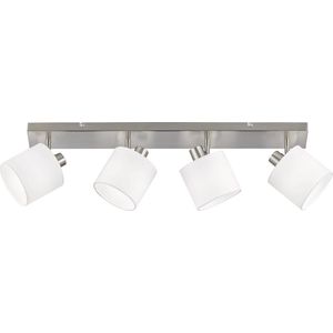 LED Plafondspot - Plafondverlichting - Trion Torry - E14 Fitting - 4-lichts - Rechthoek - Mat Nikkel - Aluminium