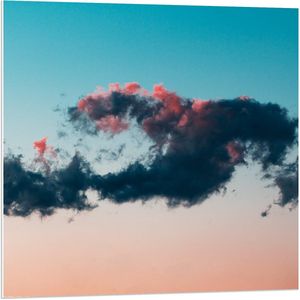 Forex - Wolken bij Roze/Blauwe Lucht - 80x80cm Foto op Forex