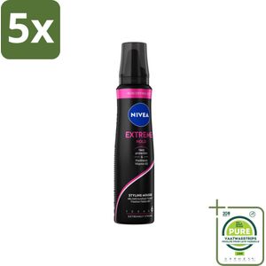 5 x NIVEA - Haarschuim - Extreme Stevigheid - 48 Uur Lang Bescherming - 150 ml - Grootverpakking - Haar Mousse - Extreme Hold - Volume - Verzorging - Panthenol