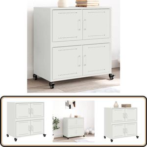 vidaXL Dressoir - Staal - Wit - 68x39x72 cm Dressoir - Staaldraad - Opbergmeubel - Salontafel - Tv Tafel