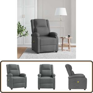 vidaXL Massagestoel - Stof - Donkergrijs - 6 punten Massage Fauteuil - Relaxstoel - Ergonomische Stoel - Elektrische Massage - Massagestoel