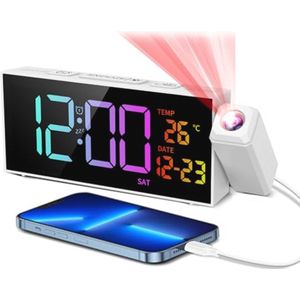 Digitale wekker met projectie en RGB-display – Thermometer, datum, snooze, 10 beltonen