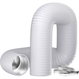 Aluminium afvoerslang flexibele buis - 5 mm - roestvrij staal - badkamer keuken - hydrocultuur - Ø 150 mm - wit