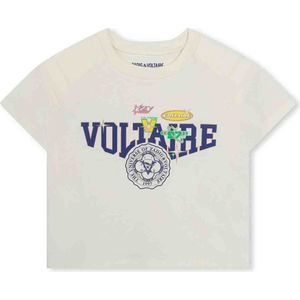 Zadig & Voltaire X60009 Tops & T-shirts Meisjes - Shirt - Ecru - Maat 176