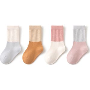 Baby- en peutersokken - Katoenen en ABS antislipsokken - Baby antislipsokken - Kniehoge cadeauset - 4 paar - Stijl C - Maat M 1-3 jaar