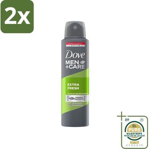 Dove - Deodorant - Men Care Extra Fresh - Verfrissend en energiek - 48 uur bescherming - 250 ml - Voordeelverpakking - 2 stuks - Deodorant voor mannen - Verfrissend deodorant