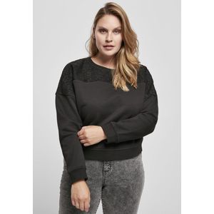 Urban Classics - Short Oversized Lace Inset Sweater/trui - M - Zwart