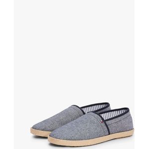 TOMMY HILFIGER - HILFIGER CHAMBRAY ESPADRILLE - BLAUW - Raffia-Detail - Comfortabele Zool