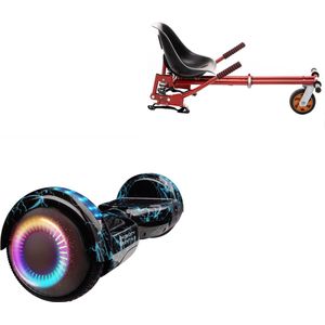 E-Mobility Rentals Hoverboard Met Schokdemper Hoverkart Rood - Regular Lightning Blauw - Verlengde Afstand - 6.5'' Wielen - Oxboard - 15kmh - Bluetooth Speakers - LED Verlichting - UL2272 Gecertificeerd - Anti lek banden - Cadeau voor Kinderen, Tiene