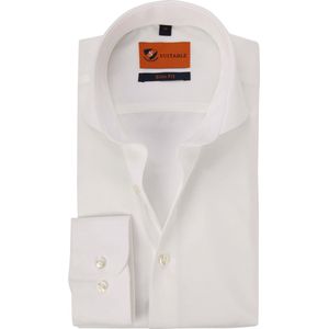 Suitable - Overhemd Strijkvrij Ecru - Heren - Maat 43 - Slim-fit