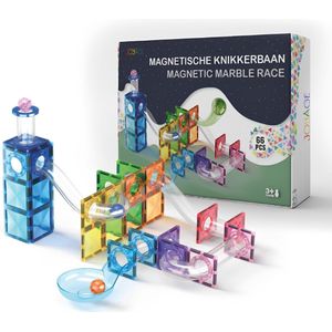 Joyage Magnetische Knikkerbaan - 66 stuks - Constructie speelgoed jongens - Magnetische bouwstenen - Magnetische tegels - Magnetisch bouwspeelgoed - Magnetic toys - Montessori Magnetisch Speelgoed knikkerbaan 3 4 5 6 jaar - Jongens Speelgoed 7 jaar