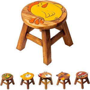 opstapkruk voor kinderen van hout - handgemaakt in premium kwaliteit - houten trap van massief hout - grote keuze aan design als stoel, voetenbank & kruk - melkkruk - plantenkruk (kuiken)