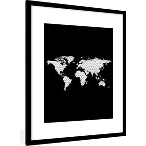 Fotolijst incl. Poster - Wereldkaart - Design - Driehoek - 60x80 cm - Posterlijst
