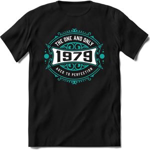 1979 The One And Only | Feest Kado T-Shirt Heren - Dames | Cobalt - Wit | Perfect Verjaardag Cadeau Shirt | Grappige Spreuken - Zinnen - Teksten | Maat L