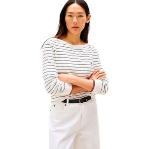 Tommy Hilfiger - Damesshirt - Gestreept - Katoenmix - Boothals
