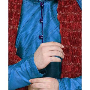 Lange Mouw Kurta Pyjama met Sjaal - Elegante Mannen Party Outfit