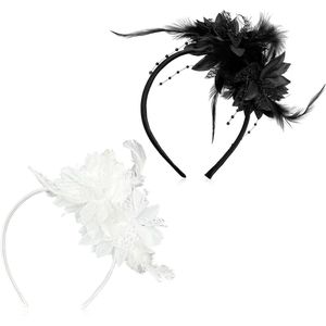 Feather Headbands for Women Great Gatsby 1920s Party Hair Accessories (2 Pcs)