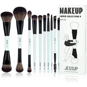 Jessup - T500 - Make-up Kwastenset - Helder Cyaan - 10-delig