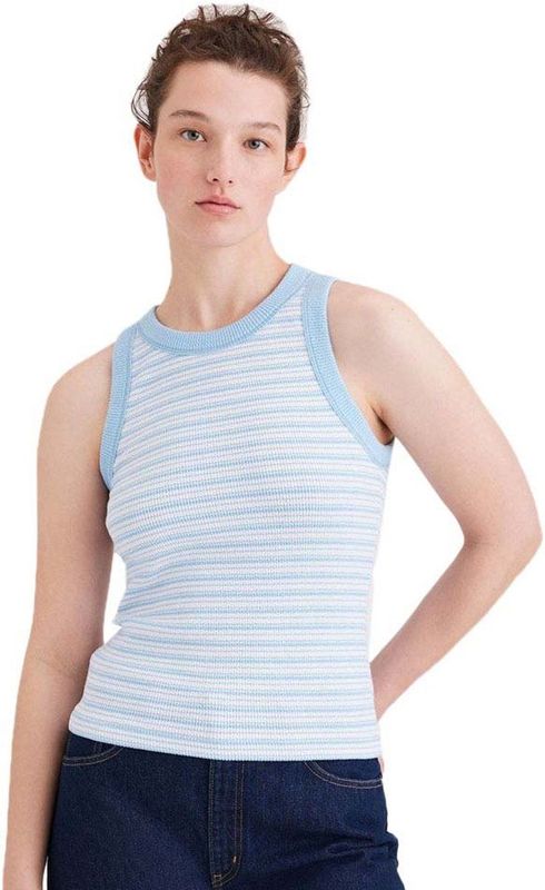 Dockers - Rib Mouwloos T-shirt - Blauw - Tanktop