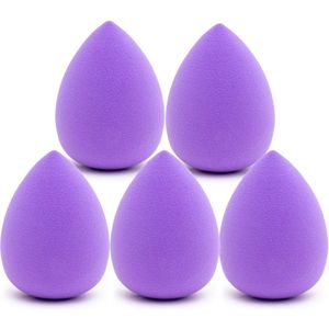 Intirilife Set van 5 Make Up Spons Ei Make-up Spons in Donker Paars - Zachte Beauty Blender voor Foundation en Concealer Cosmetische Make-up Spons voor Crème en Liquid Foundation Powder